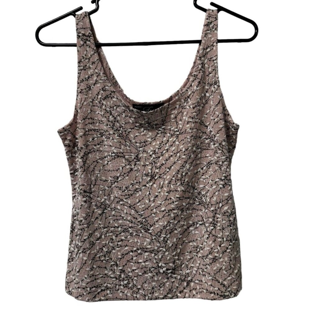 Alex Evenings Women's Blouse Tank Top Size Medium Purple Glitter Stretch Classic